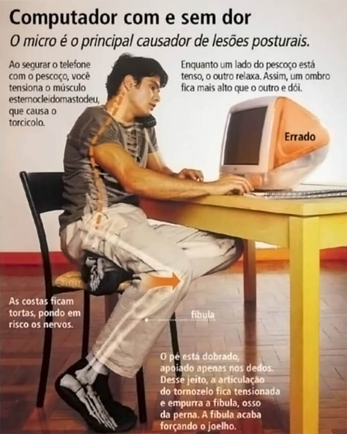 O microcomputador é o principal causador de lesões posturais.